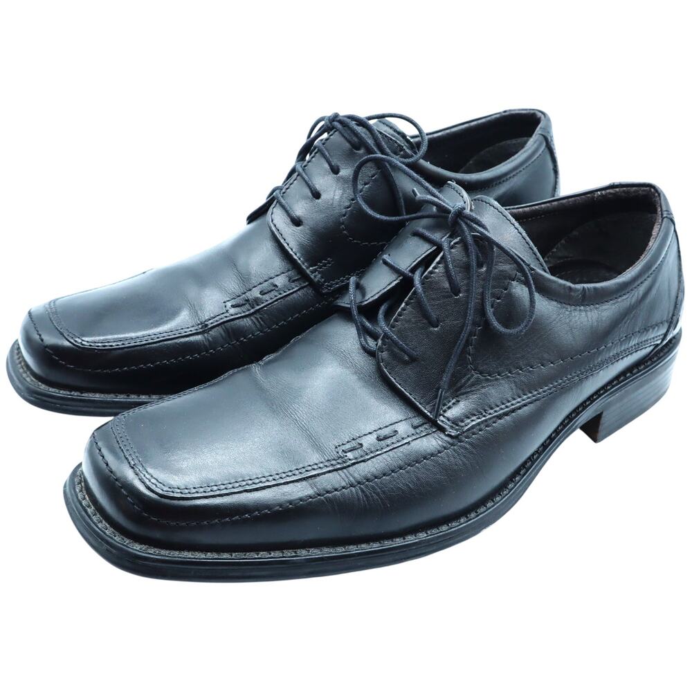 Structure Black Leather SQUARE TOE Oxford Mens Dress Shoes Lace Up 10 Work